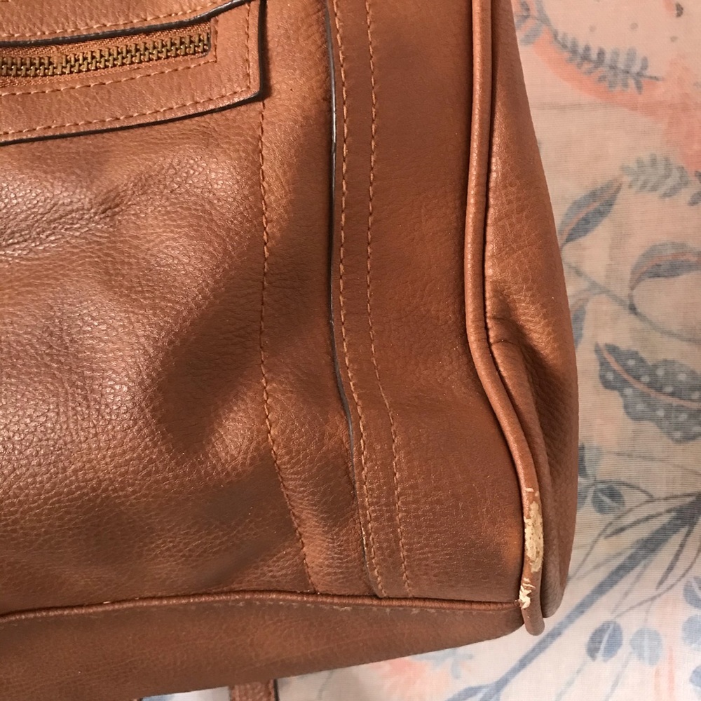 Merona Brown Faux Leather Satchel Purse - Picture 4 of 14